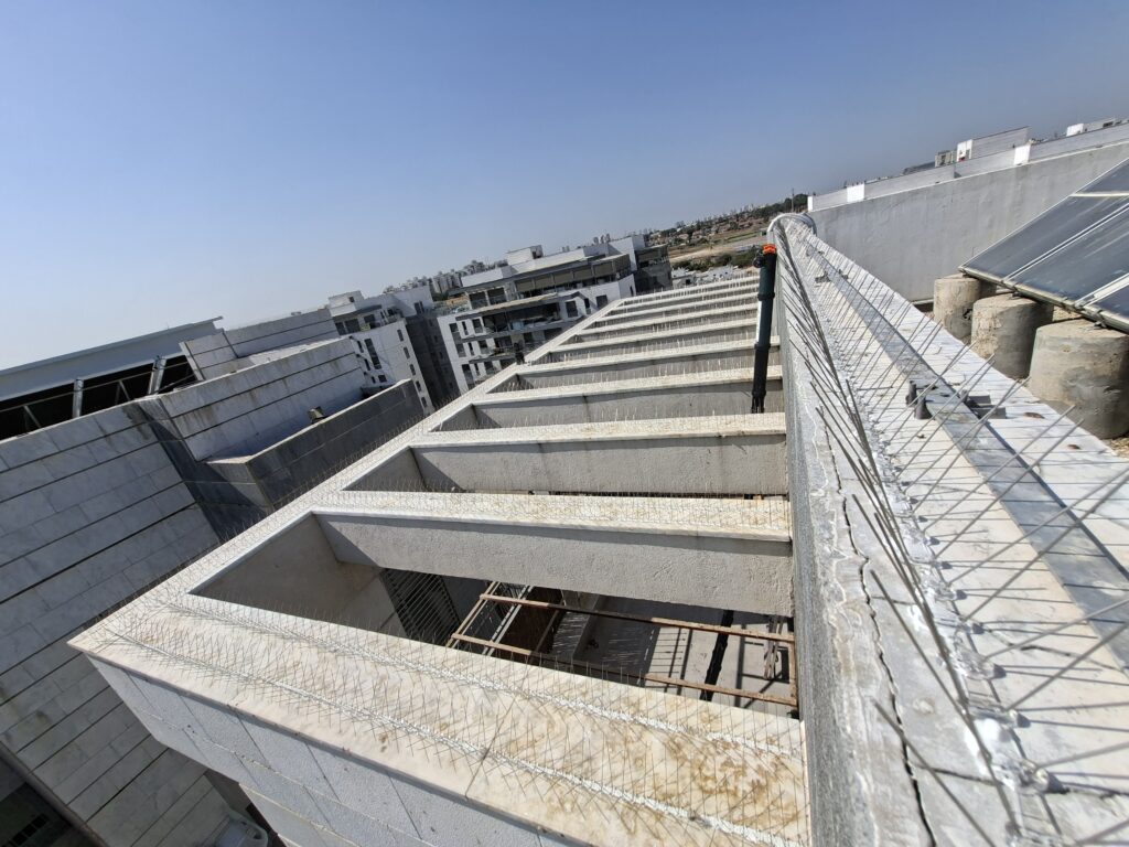 התקנת דוקרנים נגד יונים בפרגולה