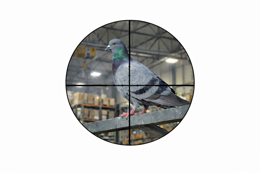 ירי ביונים במחסן באמצעות רובה אוויר